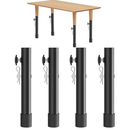 KOVNISE Klapptischbein-Verlängerungen Stahl 44 cm Höhenverstellbar Möbelerhöhung Schreibtischhöhenverlängerung für Gerade und Gebogene Beine 44 cm (20CM 2Löcher) von KOVNISE