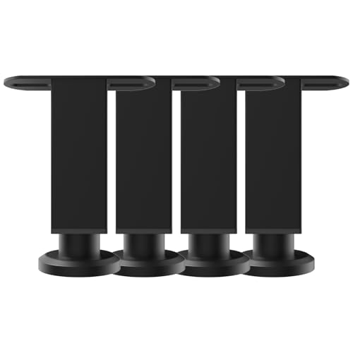 KOVNISE 4 Stück Möbelfüße Verstellbare Höhe Bettstützbeine Ersatz mit Verbindungslaschen für Sofa Kommode Bettgestell Möbel Robuste Metall-Bettleisten Stützbeine (12-18CM) von KOVNISE