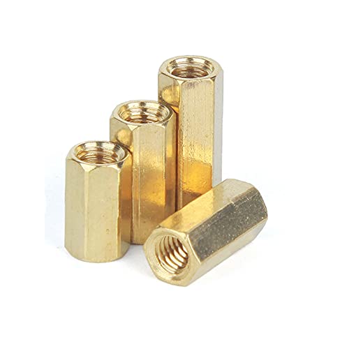 KOVNOVI 50 stücke Lange Nuss M6 * L. Sex Messingsäulenüberwachung Überwachungsüberwachung Kamera Bolzen Innengewinde weibliche Messing-Hex-Spacer-Säulen (Farbe : M6_50mm) von KOVNOVI
