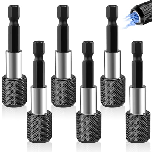 KOVSGQ Bithalter Magnetisch Bit Verlängerung Bit Halter 1/4'' Magnetischer Schnellwechsel Bithalter Halterung Magnetisch Adapter Kompatibel mit Makita Metabo Bosch und Dewalt (6PCS(60MM)) von KOVSGQ