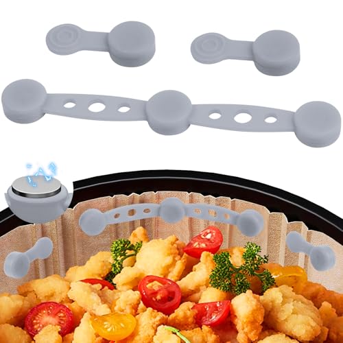 KOVSGQ Magnete für Heißluftfritteuse Airfryer Magnete für Backpapier Magnets for Air Fryer Magnet Silikon Schnalle Set Magnetic Silicone Buckle für Die Luftfritteuse zum Festhalten von Pergamentpapier von KOVSGQ