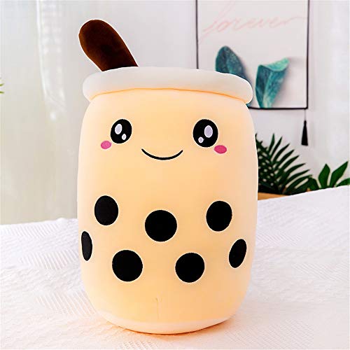 KOWAKA Boba Plushie Plüschkissen, kreative Bubble Milk Tea Tasse geformtes Umarmungskissen Stofftier (beige niedlich, L 49,5 cm) von KOWAKA