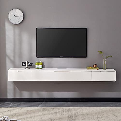 KOWJIFH Wandmontierter TV-Schrank Wandregal Schwebendes Regal Multimedia-Aufbewahrungsregal TV-Ständer TV-Konsole Bücherregal Utility-Regal Hängeschränke Wohnwand Dekor TV-Board Weiß 120/140cm von KOWJIFH