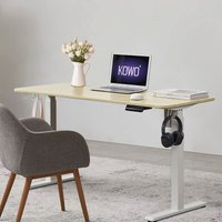 Elektrisch höhenverstellbarer Schreibtisch, mit usb Ladegerät für Handy, mit Touchscreen und 4 Memory-Steuerung, Flexi-Serie, 160 x 70 cm / Holz von KOWO
