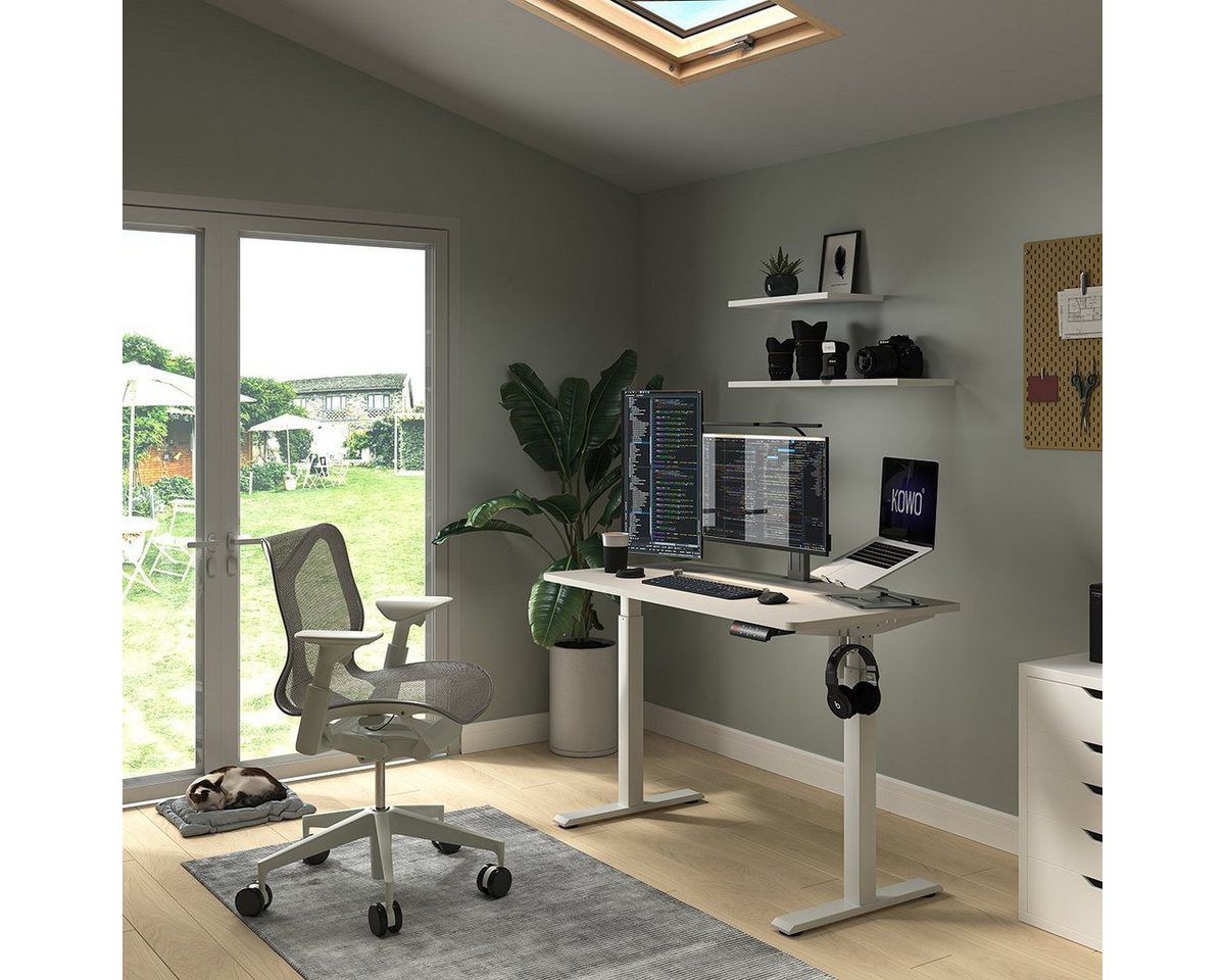 KOWO Schreibtisch 120cm / 160cm Schreibtisch höhenverstellbar Elektrisch Bürotisch, Home Office, 4 Memory-Steuerung, Touchscreen, durchgehende Tischplatte von KOWO