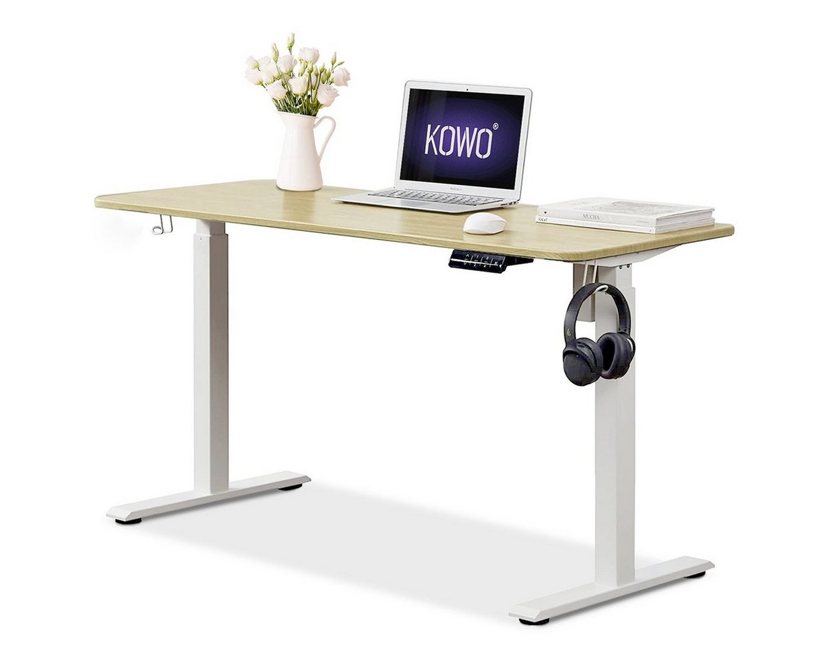 KOWO Schreibtisch 160 cm Elektrisch höhenverstellbarer Schreibtisch mit Tischplatte, mit USB C Ladegerät und USB Netzteil für iPhone, iPad, MacBook, Handy von KOWO
