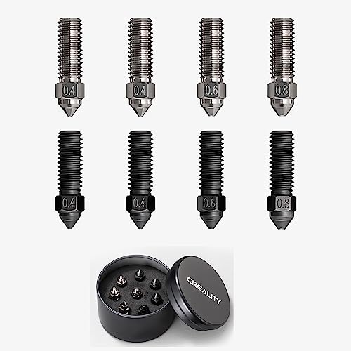 Creality Düsen Kit aus Gehärtetem Stahl und Vernickelter Kupferlegierung für K1, High Speed und High Flow Nozzle Kit mit 0,4, 0,6 und 0,8 mm Nozzles für Creality K1, K1 Max, CR-M4 von KOYOFEI