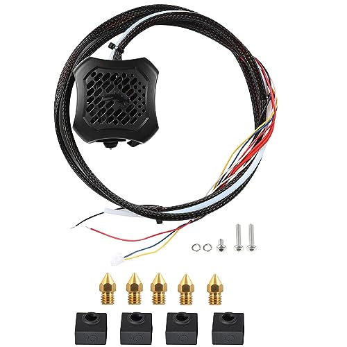 Creality Ender 3 V2 Full Hotend Kit mit 5PCS 0.4mm Düsen und 4PCS Silikon Socken 3D Drucker Zubehör, Zusammengebautes Hot End Düsen Kit mit Dual Lüftern und ABS-Schale für Ender-3 V2 von KOYOFEI