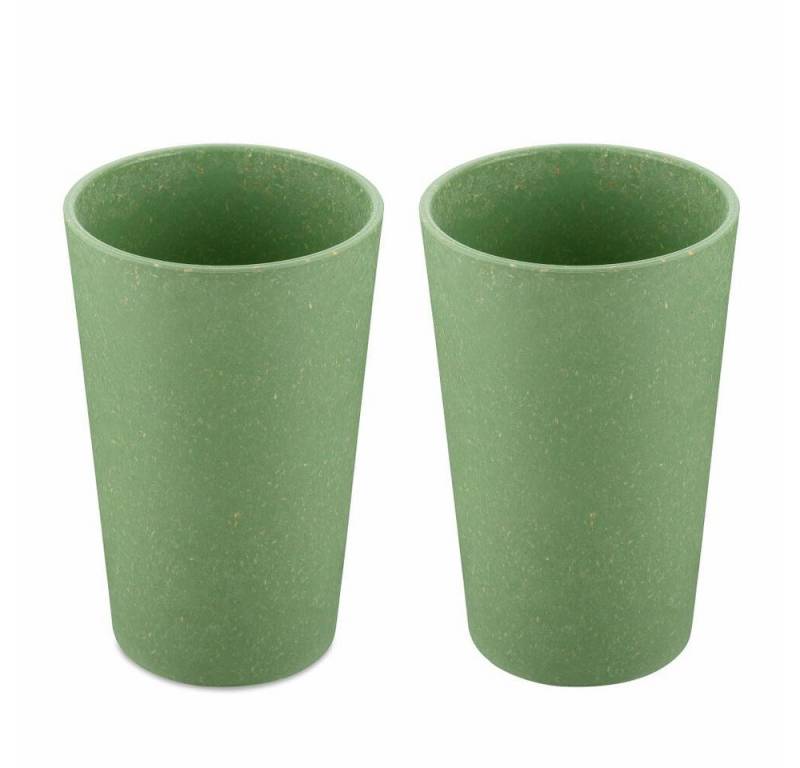 KOZIOL Becher Connect Cup L 2er-Set Nature Leaf Green, Kunststoff-Holz-Mix, stapelbar von KOZIOL