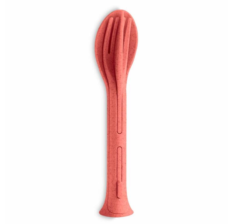 KOZIOL Besteck-Set Klikk Pocket Nature Coral 3-tlg. (3-tlg), 1 Personen, Thermoplastischer Kunststoff von KOZIOL