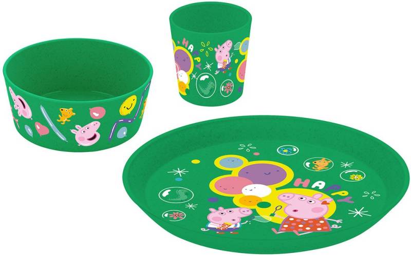 KOZIOL Kindergeschirr-Set CONNECT PEPPA PIG POP (3-tlg), 1 Personen, Kunststoff, (Kleiner Teller + Schale + Becher), melaminfrei von KOZIOL