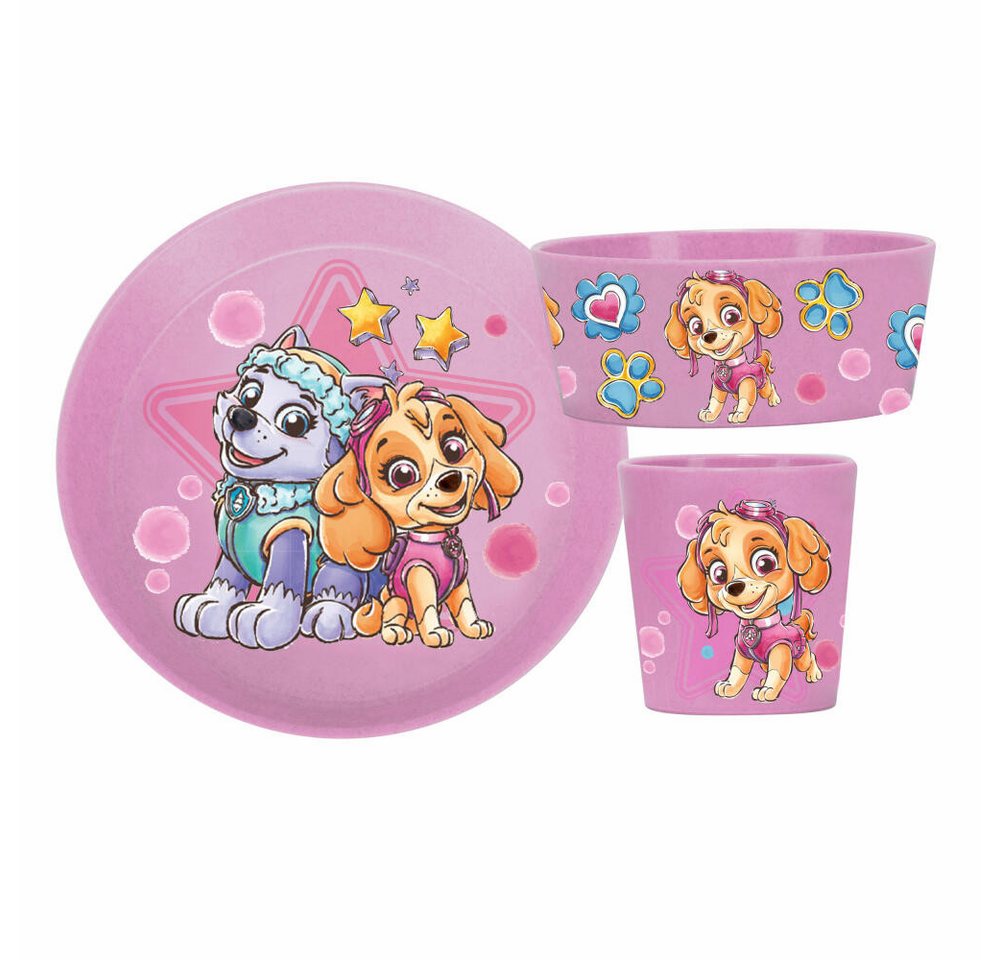 KOZIOL Kindergeschirr-Set Connect Paw Patrol 3-tlg., Organic Pink (3-tlg), 1 Personen, Biozirkulärer Kunststoff von KOZIOL