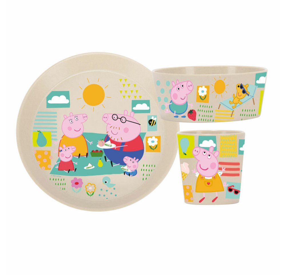 KOZIOL Kindergeschirr-Set Connect Peppa Pig 3-tlg. (3-tlg), 1 Personen, Biozirkulärer Kunststoff von KOZIOL