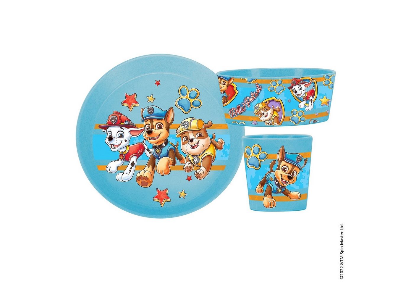 KOZIOL Kindergeschirr-Set Geschirrset 3-teilig für Kinder CONNECT PAW PATROL (3-tlg), Kunststoff, Teller Schale Becher Kunststoff von KOZIOL