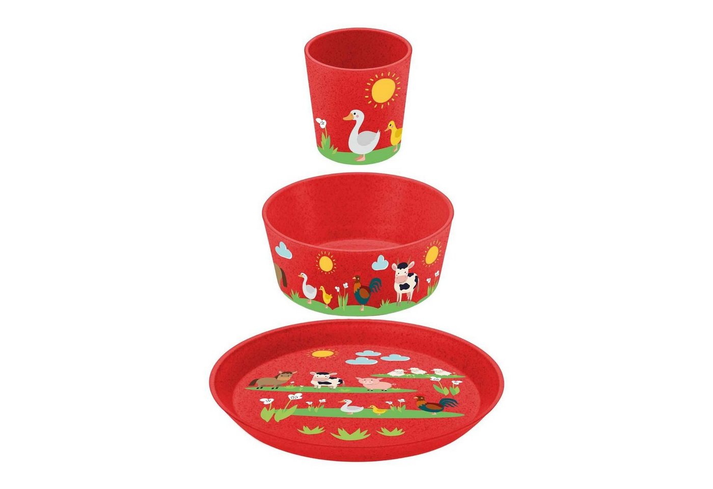 KOZIOL Kindergeschirr-Set Kindergeschirrset 3er Set (3-tlg), Bio-zirkuläres Material+ Holz von KOZIOL