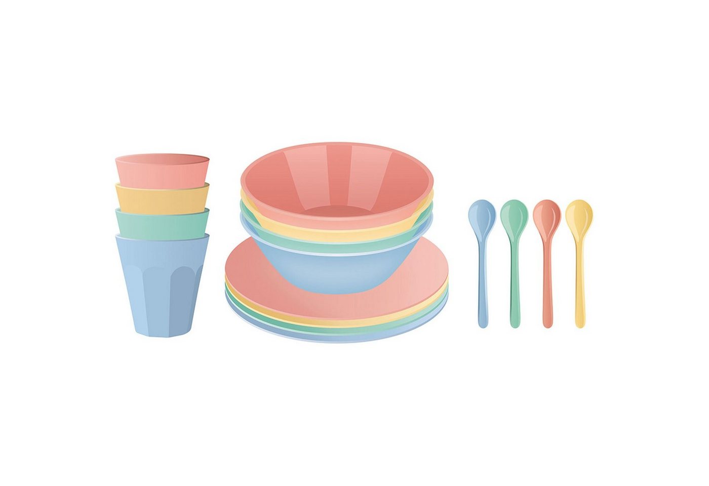 KOZIOL Kombiservice Nora Set Macarons Geschirrset 16er Set (16-tlg), Kunststoff von KOZIOL
