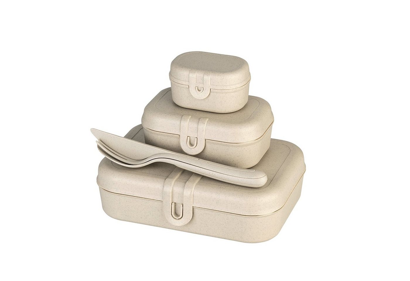 KOZIOL Lunchbox Lunchboxen 3er-Set mit Besteck PASCAL READY, Kunststoff, (Set, 4-tlg., 3 Lunchboxen, 1 Besteckset), Brotdosen Kunststoff von KOZIOL