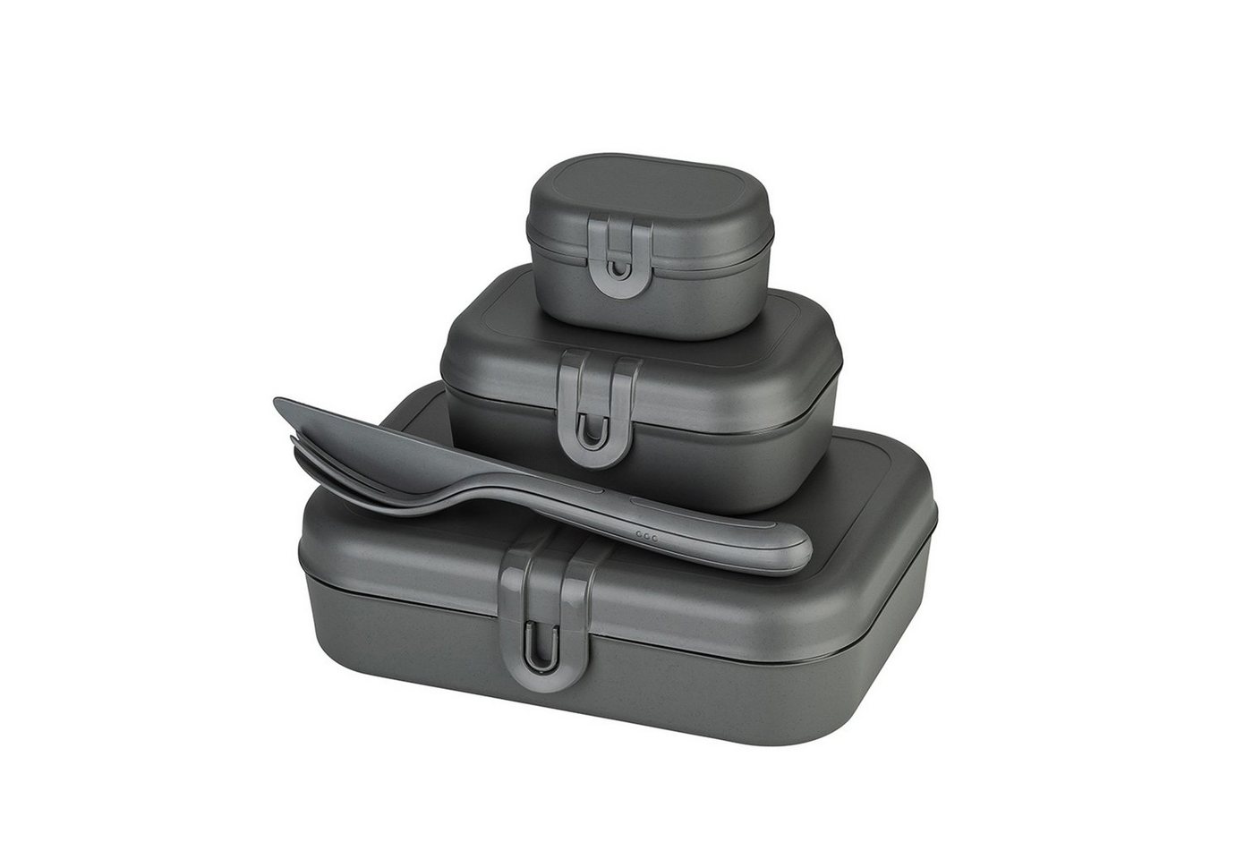 KOZIOL Lunchbox Lunchboxen 3er-Set mit Besteck PASCAL READY, Kunststoff, (Set, 4-tlg., 3 Lunchboxen, 1 Besteckset), Brotdosen Kunststoff von KOZIOL