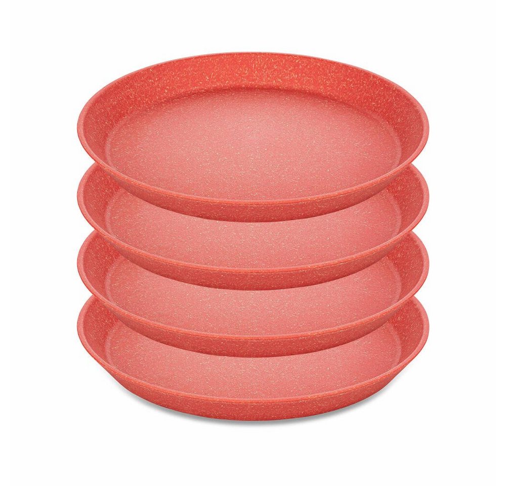 KOZIOL Teller 4er-Set Connect Plate Nature Coral, 20.5 cm, (4 St), stapelbar von KOZIOL