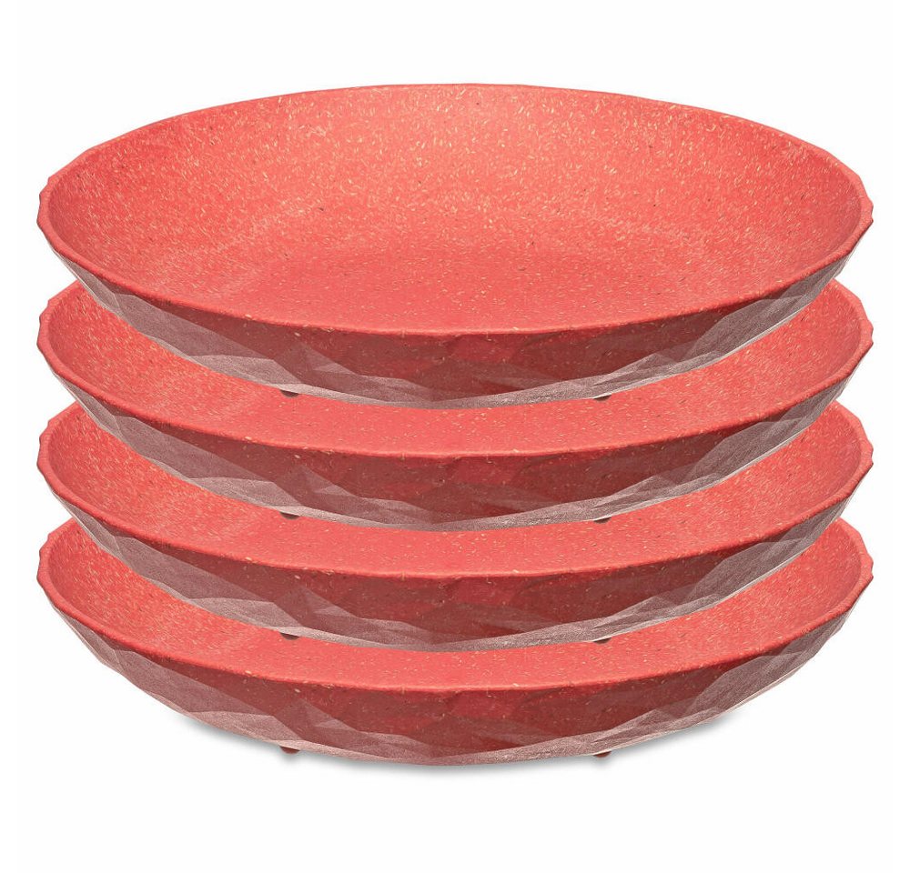 KOZIOL Teller Club Plate 4er-Set Nature Coral, 22 cm, (4 St), stapelbar von KOZIOL