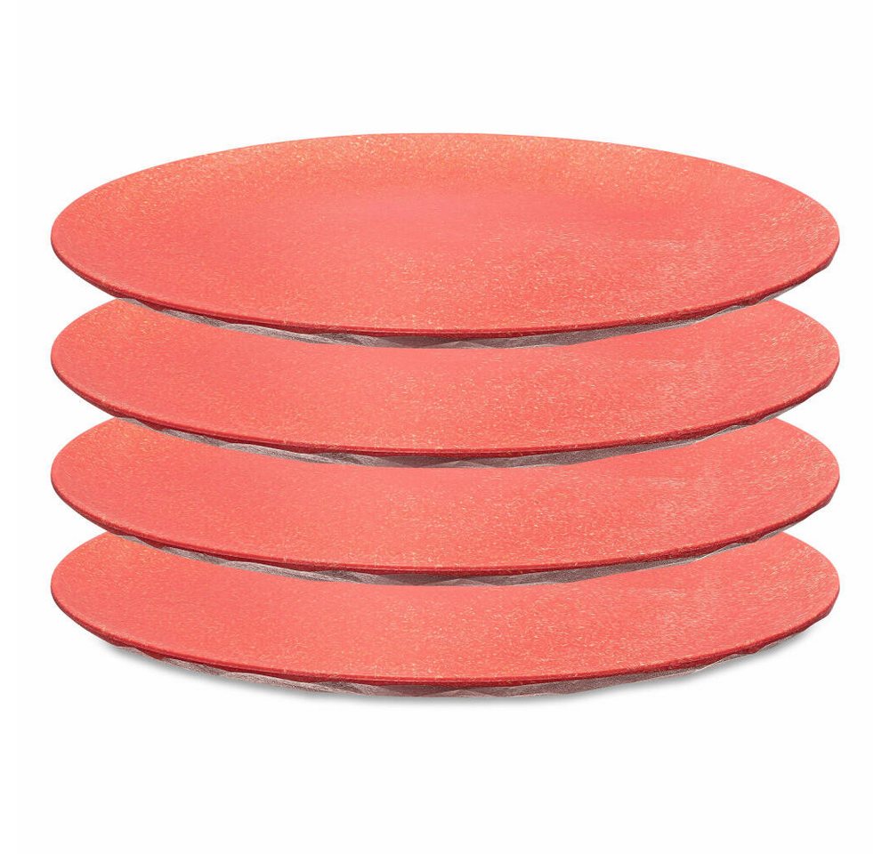 KOZIOL Teller Club Plate 4er-Set Nature Coral, 26 cm, (4 St), stapelbar von KOZIOL