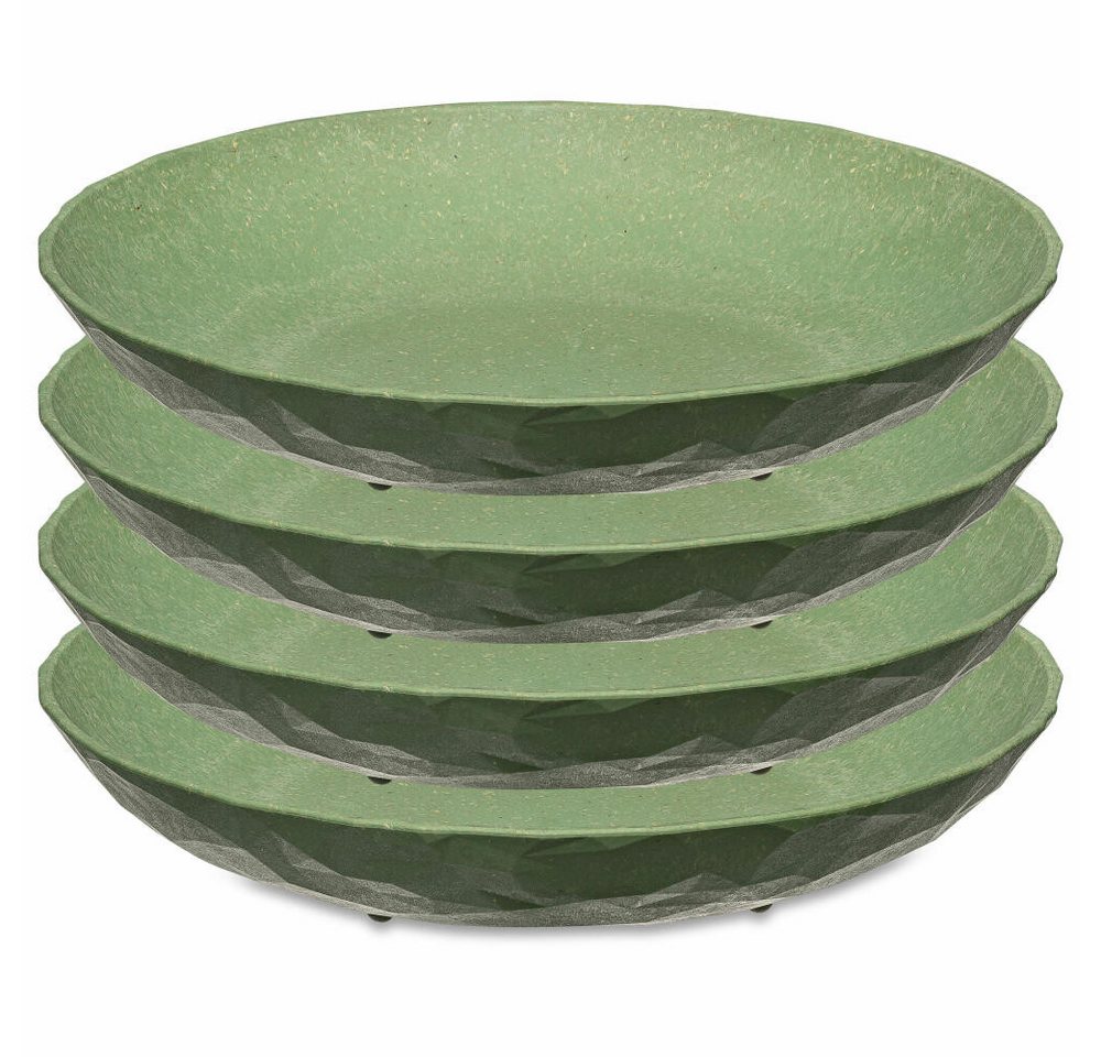 KOZIOL Teller Club Plate 4er-Set Nature Leaf Green, 22 cm, (4 St), stapelbar von KOZIOL