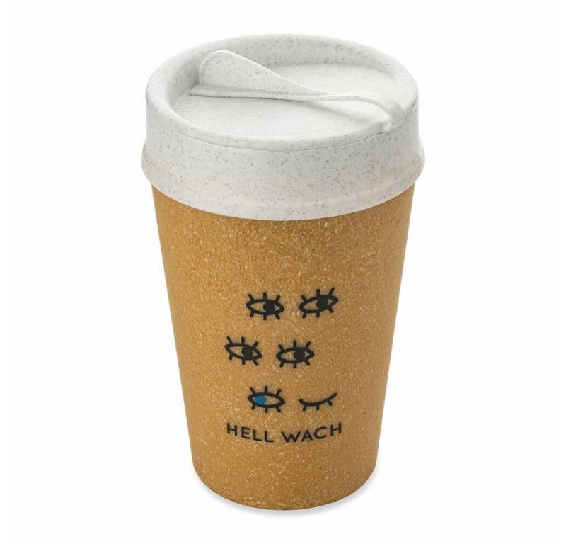 KOZIOL Thermobecher Iso To Go Hell Wach, 400 ml, Kunststoff-Holz-Mix, doppelwandig von KOZIOL