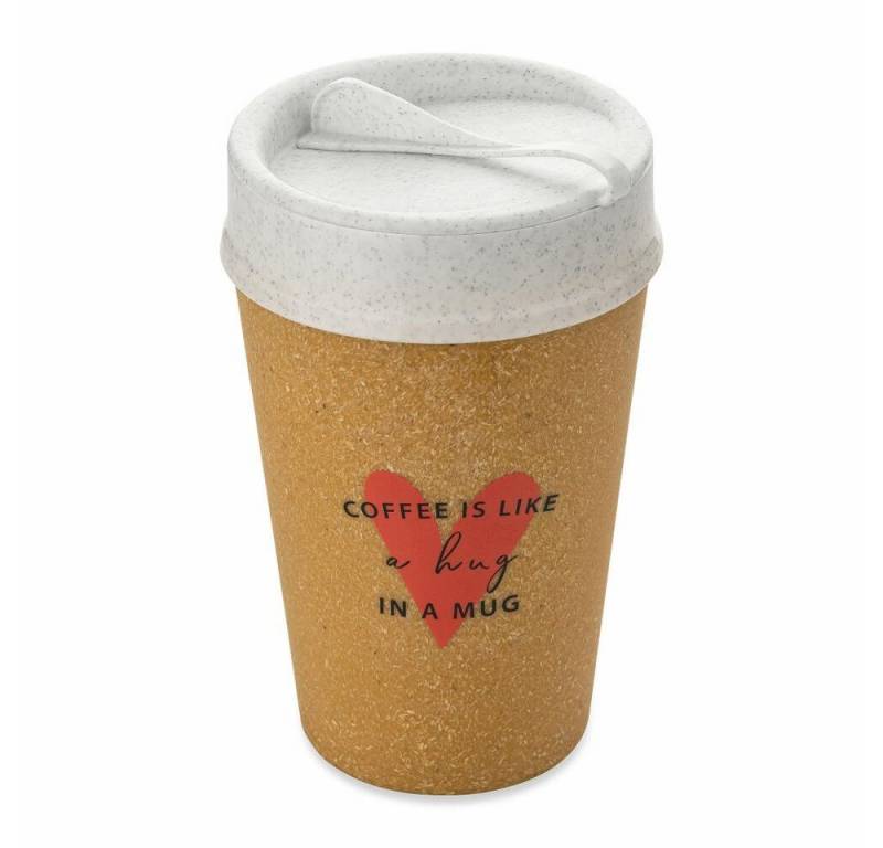 KOZIOL Thermobecher Iso To Go Like A Hug In A Mug, 400 ml, Kunststoff-Holz-Mix, doppelwandig von KOZIOL
