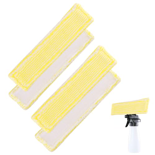 KOZOY 4 Stück Ersatzpads für Kärcher Fenstersauger Zubehör, Gelbe Ersatzmikrofaser Wischbezug Fenstersauger Zubehör Pads, Wischmopppad für Karcher WV2 WV5 WV6 Plus Premium von KOZOY