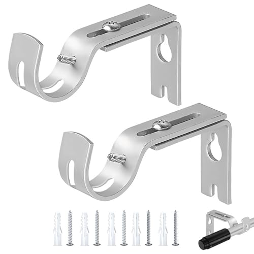 KOZOY Verstellbare Gardinenstangen Halterung, Ø20-25mm Premium Metall Wandhalterung 2 Stück Silber Vorhangstange Halter mit Dübelschrauben für Schlafzimmer Kleiderstange Spannstange KOZOY Verstellbare Gardinenstangen Halterung, Ø20-25mm Premium Metall Wandhalterung 2 Stück Silber Vorhangstange Halter mit Dübelschrauben für Schlafzimmer Kleiderstange Spannstange von KOZOY