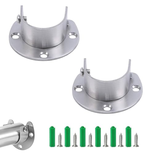 Rundrohr Halterung for Schrankrohr Stange, 32mm Kleiderschrank Kleiderstange mit Schrauben 2 Stück U-Form Kleiderstangenhalter Schrank Edelstahl Flansch Stangenhalterung für Gardinenstange von KOZOY