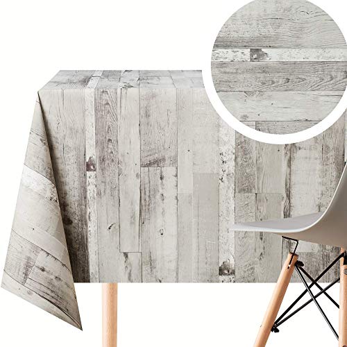 KP HOME Wachstuchtischdecke Rustikale Holz-tischdecke Vinyl Wasserdicht Wachstuch Tischdecken Abwaschbar 300 x 140 Grau Holzoptik Wachstischdecke Vinyl PVC Tischdecke Planke Rechteckig Kunststoff von KP HOME