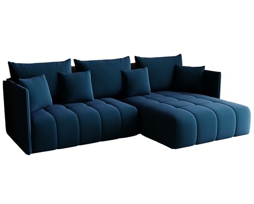 KP-Meble - Ecksofa mit Schlaffunktion - Gona - Schlafsofa 245 x 180 cm - Elegant, langlebig, freistehend - Automatisch für einfaches Ausklappen - 246x188x93cm - Monolith 77 (Blau) von KP-Meble