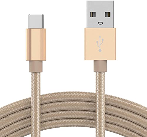 KP TECHNOLOGY Motorola Moto G62 5G / Moto G82 5G / Moto Edge 30 / Moto E32 / G10 G30 E20 E30 E40 Nylon geflochtenes Ladekabel [6,6ft/2m] USB C auf USB A 3.0 für Moto G50 G. 100 G60s Moto E7i G7 (Gold) von KP TECHNOLOGY