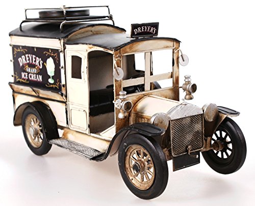 Oldtimer Eis-Wagen 33 cm Nostalgie Metall Blech mit Bilderrahmen Auto Van von KP