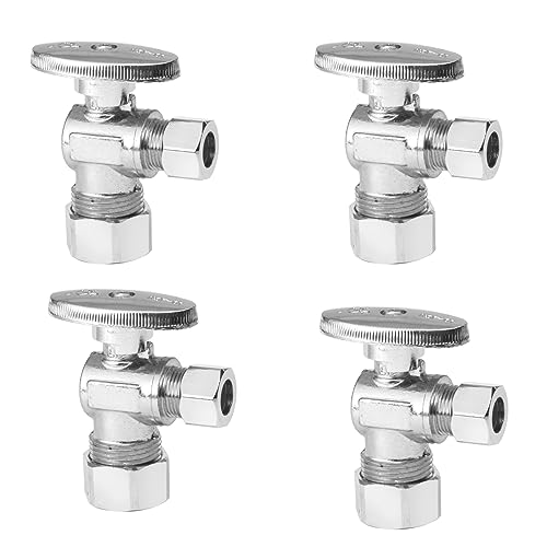 Bleifreies Eckventil aus Messing – Absperrventil mit 1/4-Drehung, Kompression von 1/2 bis 3/8 for Sanitärinstallationen(4Pack Angle Stop Valve) von KPBRBYPBY