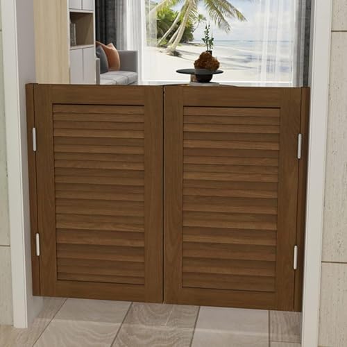 Elegante Schwingtüren aus Massivholz for Cafés – langlebige Doppeltür mit Lamellen und Edelstahlscharnieren for die Küche(Brown,75x90cm) von KPBRBYPBY