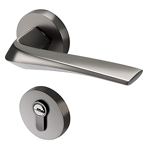 KPBRBYPBY Türgriff mit Sichtschutz und Schloss for Eingangstüren – wendbarer Türknauf aus Zinklegierung for den Innen- und Außenbereich(ModelE) von KPBRBYPBY