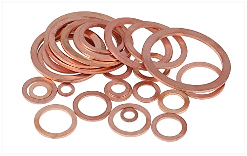 M5-M10 bis M20 Kupferdichtung Marine-Dichtungsscheiben-Set – 10-teilige flache Unterlegscheiben for optimale Dichtungsleistung(M8 X 13 X 1mm) von KPBRBYPBY