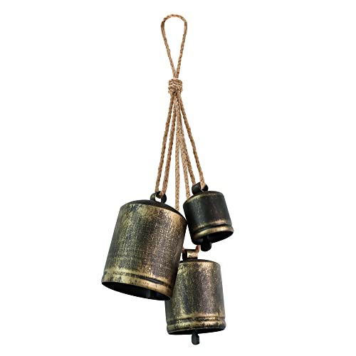 KPCB Weihnachtsglocke Windspiele Hanging Vintage Bells Garden Set mit 3 Rustikalen Bronzeglocken Deko von KPCB Tech