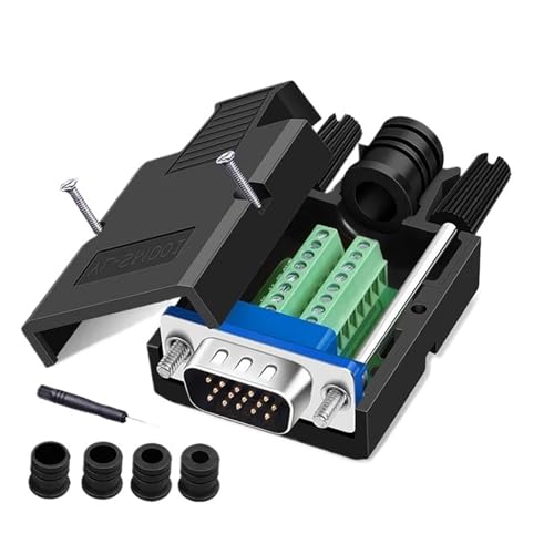 1 Stück DB15 3 + 6/3 + 9 VGA Lötfreie Verbindung Verriegelungstyp 3 Reihen mit 15 Nadeln Männlich Weiblich Stecker Computermonitor Projektor Terminal(3 6 Male screw) von KPCLLTQXG