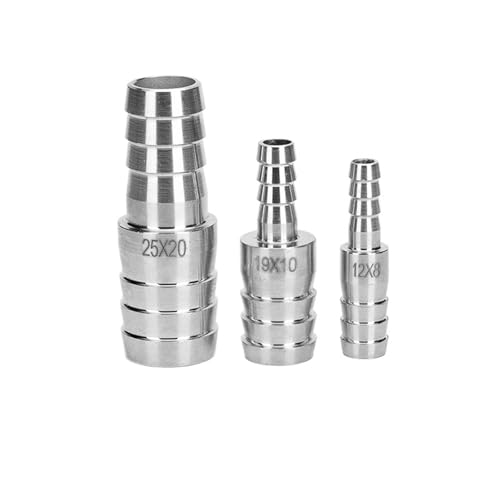 1 Stück Edelstahl-Schlauchverschraubungen und andere Widerhaken 5 mm 6 mm 8 mm 10 mm 12 mm 16 mm 19 mm 22 mm Gas-Edelstahl-Widerhakenverbinder(8mm-6mm) von KPCLLTQXG