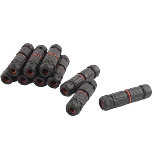 10 Stück 2/3-polige wasserdichte gerade Steckverbinder für elektrische Kabel, Außensteckdosen, Anschlussdose (2P CDF M3 4-7 mm) von KPCLLTQXG