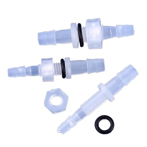 5~200 Stück M6~M10 bis 3~8 mm PP Pagoda Direktverbinder Sechskantmutter O-Ring Aquarium Tank Luftpumpenadapter Durchgangsplatte Schlauchverbindungen(7-M10-8 With O-ring,50 Pieces With Nut) von KPCLLTQXG