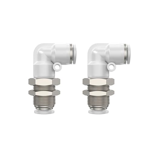 Pneumatischer Schnellverbinder L-förmiger Winkel PLM 4 mm 6 mm 8 mm 10 mm 12 mm PU-Schlauch Weißer Luftverbinder Kupfer-Schallwand-Schottverbinder(White PLM-10,1pcs) von KPCLLTQXG