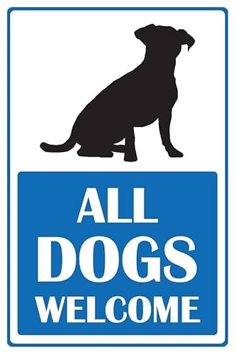 All dogs welcome shop Schild – 1 mm flexibles Kunststoffschild (300 mm x 200 mm) von KPCM Display ltd