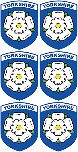 Aufkleber Yorkshire White Rose, selbstklebend, 102 x 78 mm, 6 Stück von KPCM Display ltd