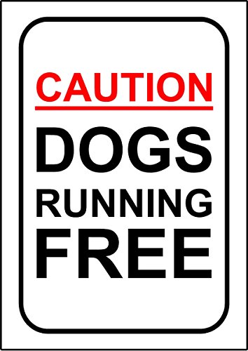 Caution Dogs Running Free Safety Sign Schild aus Aluminium – 3 mm 400 mm x 300 mm von KPCM Display ltd