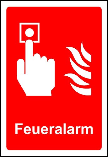 Feueralarm Zeichen - Aufkleber 200mm x 150mm von KPCM Display ltd
