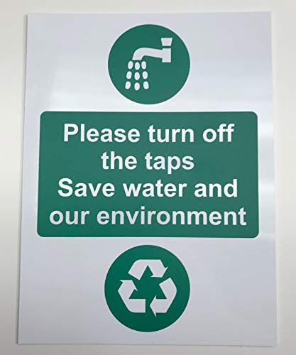 Hinweisschild "Please turn off the taps Save water and our environment", selbstklebend, 150 mm x 100 mm von KPCM Display ltd